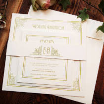 Art Deco Invitation suite in gold on ivory board
