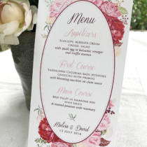 A menu for an Italian garden wedding