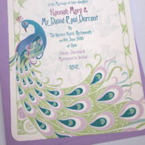 Alternative colour scheme for a peacock wedding invitation