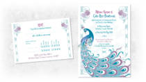 art nouveau wedding invitations header graphic with a peacock design