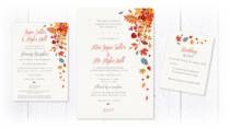 Autumn leaves wedding invitation with evening invite and rsvp