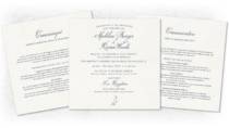 An examplae of a bilingual wedding invitation shown with information sheets in English and French