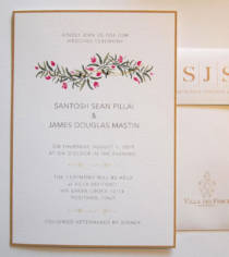 wedding invitation with a bougainvillea design