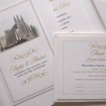 Winchester Cathedral wedding invitation and thank you card