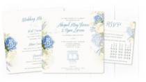 floral wedding invitations graphic with blue hydrangea design