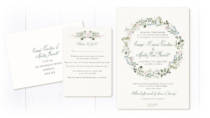 Example of Rustic style wedding invitation with reply card and envelope