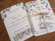 A South African vineyard wedding invitation and thank you card