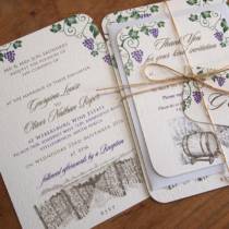 A South African vineyard wedding invitation and thank you card