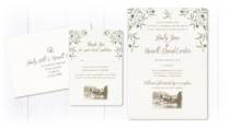 Example of a wedding invitation, rsvp and envelope for a wedding abroad