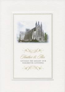 A classic wedding invitation folder for Winchester Cathedral