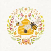 greetings card with bees and beehive