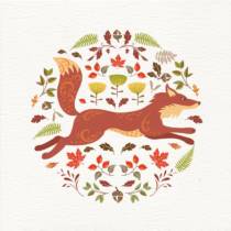 Greeting card design with a fox illustration