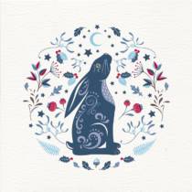 a moon gazing hare Christmas card