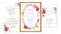 summer wedding invitations graphic with red and pink roses