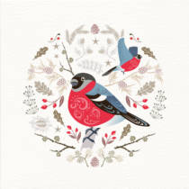 Bullfinch and Dom Pap Christmas card