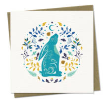 Moon gazing hare greetings card