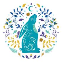 Moon gazing hare graphic