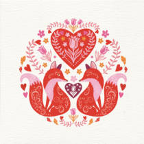 Love foxes graphic for a valentines card